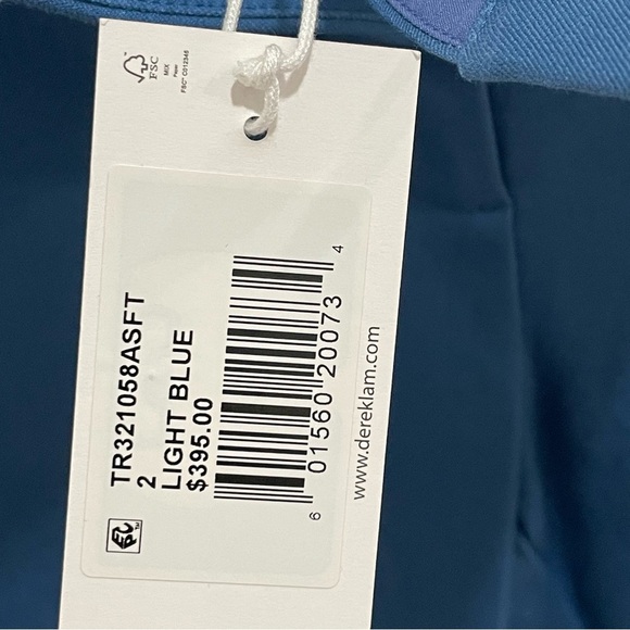 NWT Derek Lam 10 Crosby Women’s 2 Malika Side Slit Cotton Blend Pants Blue - Picture 9 of 12